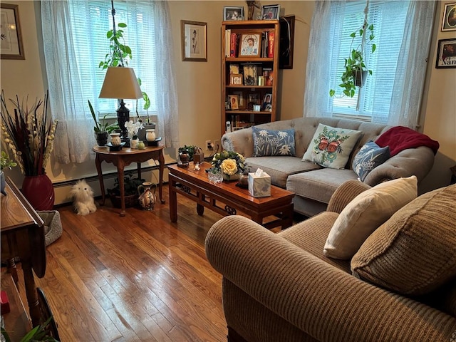 70 Partition St, Warwick, RI 02888 - living area featuring wood-type flooring and a baseboard radiator