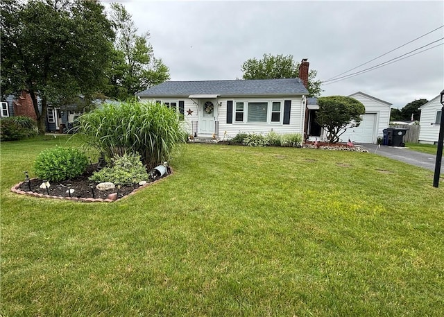 70 Partition St, Warwick, RI 02888 - single story home featuring a chimney, a front yard, and driveway