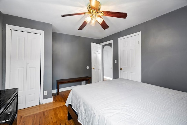 166 Midwood St, Cranston, RI 02910 - bedroom with wood finished floors, a ceiling fan, and a closet