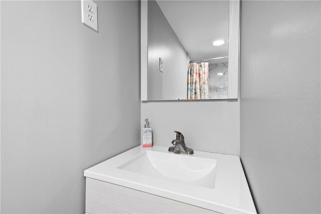 166 Midwood St, Cranston, RI 02910 - full bath with vanity, curtained shower, and recessed lighting