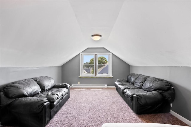 166 Midwood St, Cranston, RI 02910 - carpeted living area with baseboard heating and vaulted ceiling