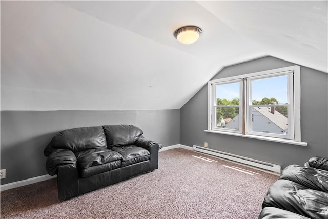 166 Midwood St, Cranston, RI 02910 - additional living space featuring a baseboard heating unit, carpet flooring, and lofted ceiling