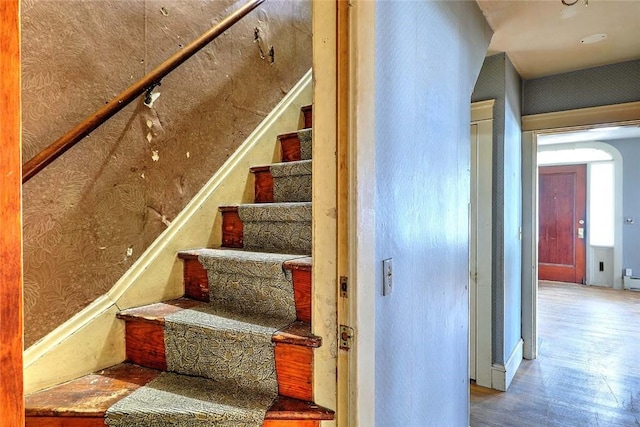 59 Colonial Ave, Cranston, RI 02910 - staircase featuring wood finished floors