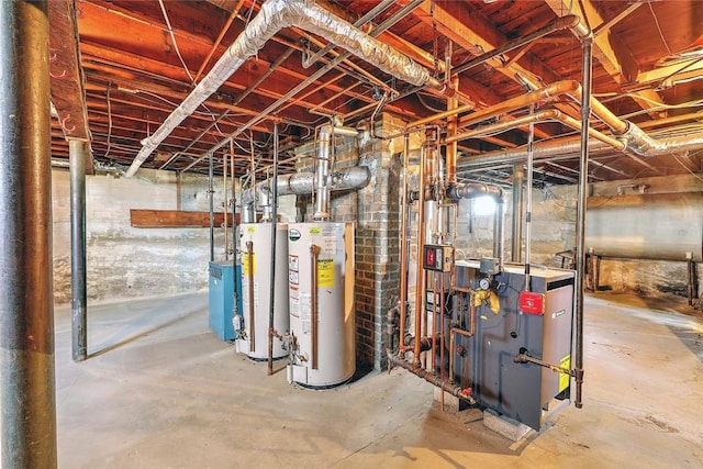 59 Colonial Ave, Cranston, RI 02910 - unfinished basement with water heater, a heating unit, and oil tank