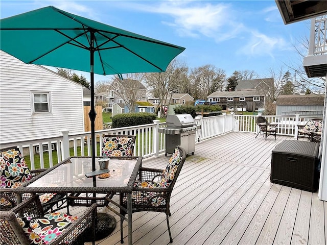 34 Beach Plum Rd, Narragansett, RI 02882 - deck featuring outdoor dining area, area for grilling, and a residential view