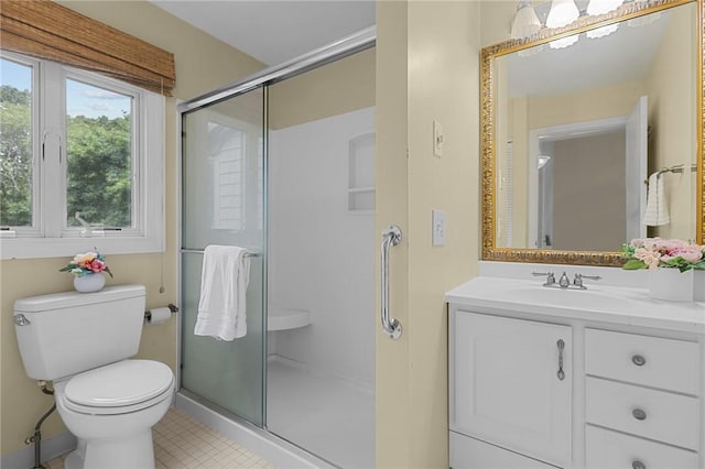 180 Fishing Cove Rd, North Kingstown, RI 02852 - full bathroom with vanity, a shower stall, and tile patterned floors