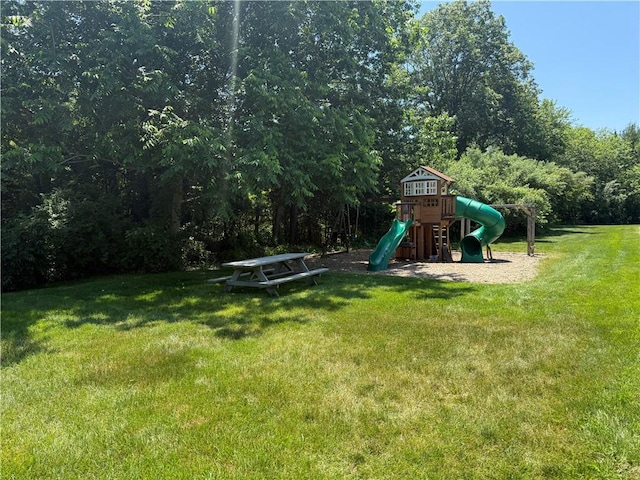 180 Fishing Cove Rd, North Kingstown, RI 02852 - view of green lawn featuring a playground