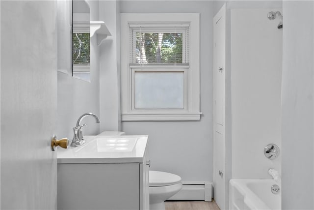 74 Park View Blvd, Cranston, RI 02910 - bathroom with a baseboard radiator, vanity, and shower / bath combination