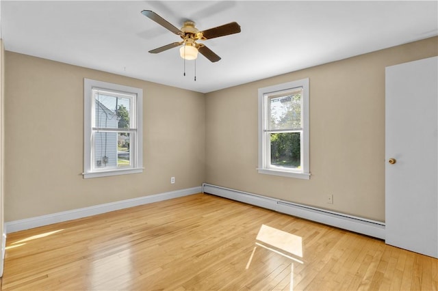 74 Park View Blvd, Cranston, RI 02910 - spare room with a baseboard heating unit, plenty of natural light, wood finished floors, and ceiling fan