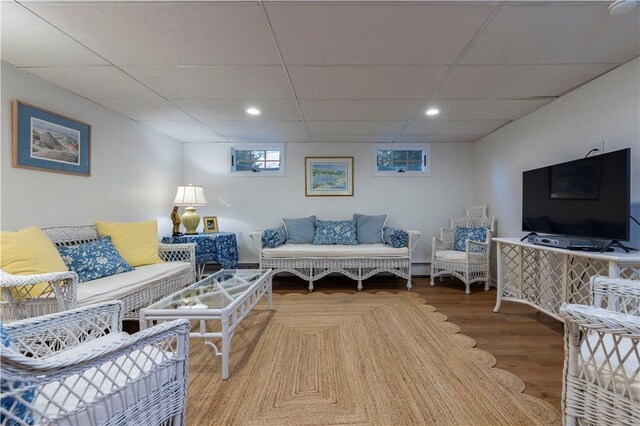 38 Setting Sun Dr, Westerly, RI 02891 - living room with a drop ceiling, recessed lighting, and wood finished floors