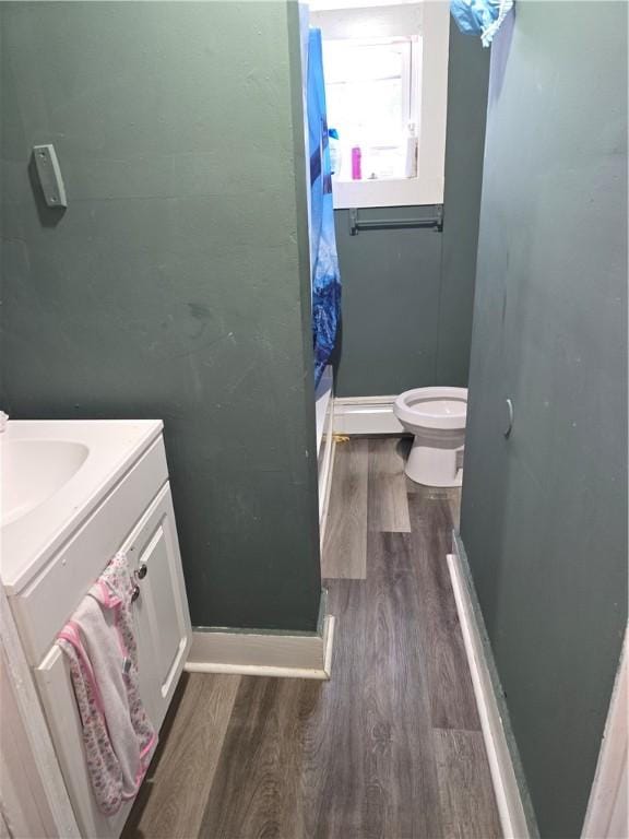 33 Chambers St, Providence, RI 02907 - bathroom featuring wood finished floors, a shower with curtain, and vanity