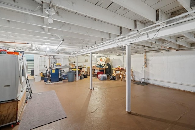 1737 Wampanoag Trl, Barrington, RI 02806 - basement featuring washer / clothes dryer and a heating unit