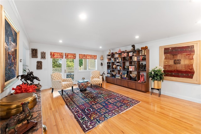 27 Eagle Dr, North Kingstown, RI 02852 - sitting room with hardwood / wood-style flooring, ornamental molding, and recessed lighting