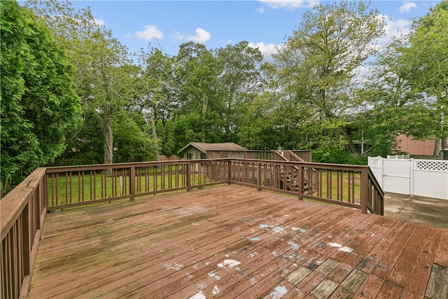 509 W Shore Rd, Warwick, RI 02889 - deck with view of scattered trees and an outbuilding