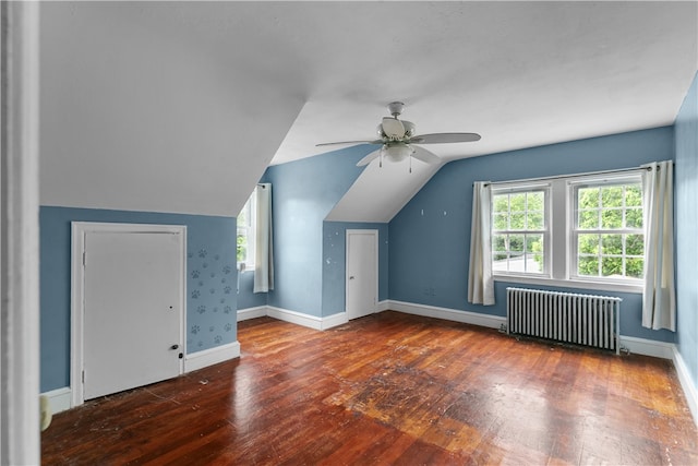 509 W Shore Rd, Warwick, RI 02889 - bonus room with radiator heating unit, wood-type flooring, lofted ceiling, and a ceiling fan