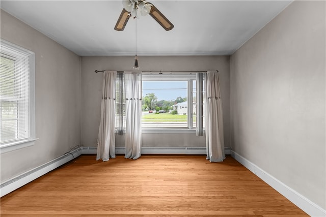 509 W Shore Rd, Warwick, RI 02889 - unfurnished room featuring ceiling fan, a baseboard radiator, and light wood-style flooring