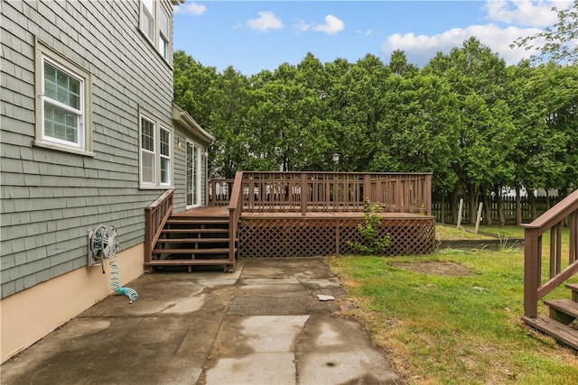 509 W Shore Rd, Warwick, RI 02889 - wooden deck with a patio area, a yard, and stairs