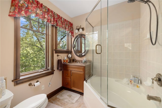 17 Pojac Point Rd, North Kingstown, RI 02852 - bathroom with vanity, bath / shower combo with glass door, and tile patterned flooring