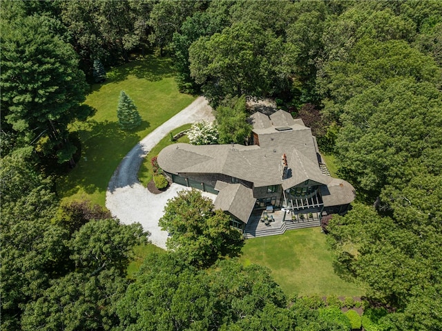 17 Pojac Point Rd, North Kingstown, RI 02852 - aerial view of property and surrounding area with a heavily wooded area