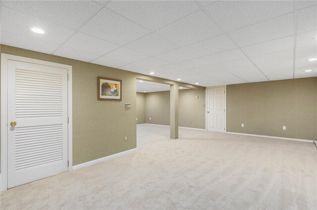 25 Rosewood Dr, North Providence, RI 02904 - finished basement featuring light colored carpet, a drop ceiling, and recessed lighting