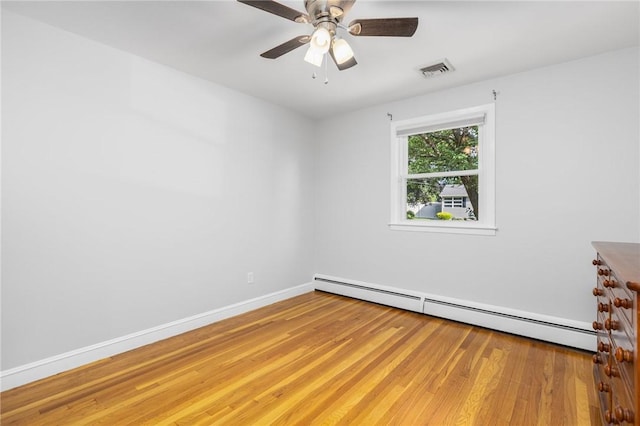 25 Rosewood Dr, North Providence, RI 02904 - unfurnished room with a baseboard radiator, light wood-style flooring, and a ceiling fan