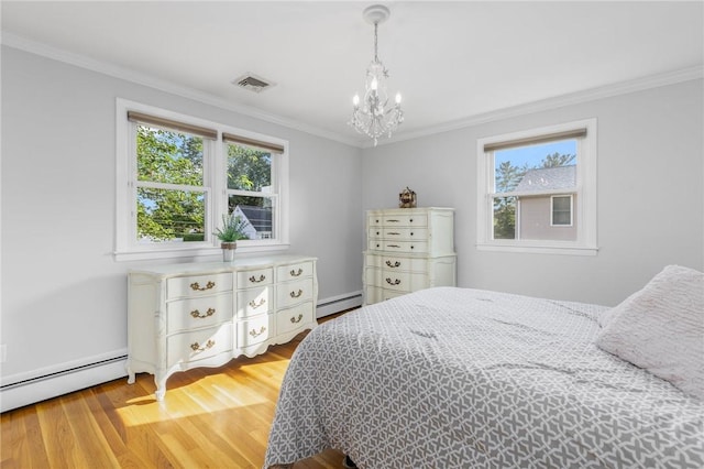 25 Rosewood Dr, North Providence, RI 02904 - bedroom with a baseboard radiator, crown molding, multiple windows, and wood finished floors