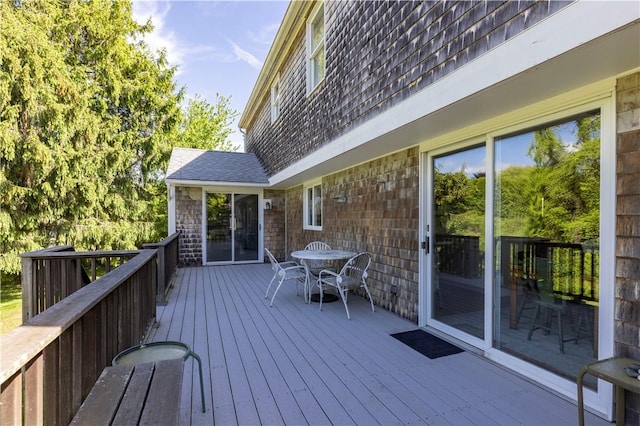 61 Bay View Rd, Charlestown, RI 02813 - wooden deck featuring outdoor dining space