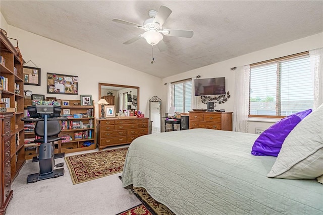 66 Girard Ave Unit 322, Newport, RI 02840 - carpeted bedroom featuring lofted ceiling, a textured ceiling, and an office area
