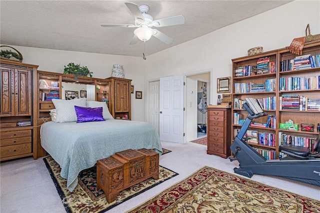 66 Girard Ave Unit 322, Newport, RI 02840 - bedroom with light colored carpet, a textured ceiling, and a ceiling fan