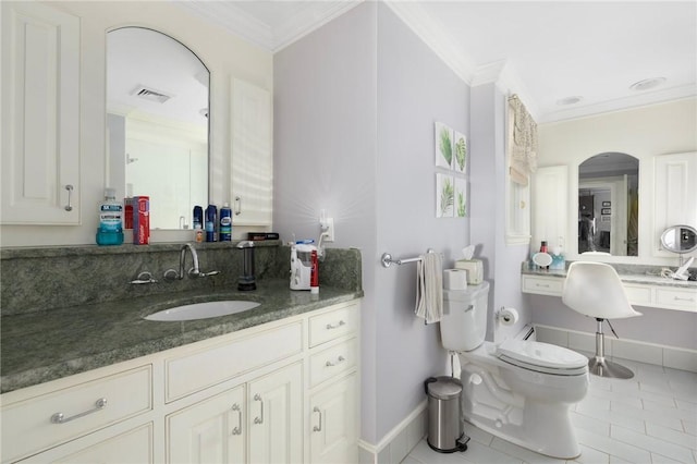 6 Lachance Ave, Warwick, RI 02889 - bathroom with ornamental molding, tile patterned flooring, and vanity