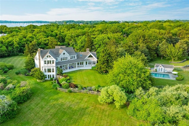 1003 Fort Getty Rd, Jamestown, RI 02835 - aerial view of property and surrounding area featuring a forest