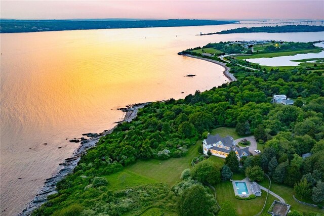 1003 Fort Getty Rd, Jamestown, RI 02835 - aerial view at dusk of a water view