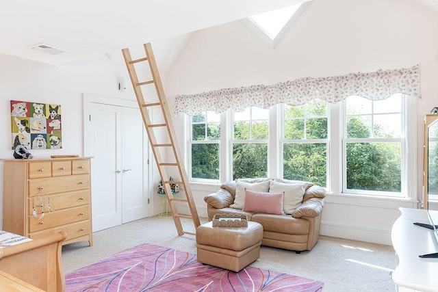 1003 Fort Getty Rd, Jamestown, RI 02835 - living area featuring light carpet and lofted ceiling