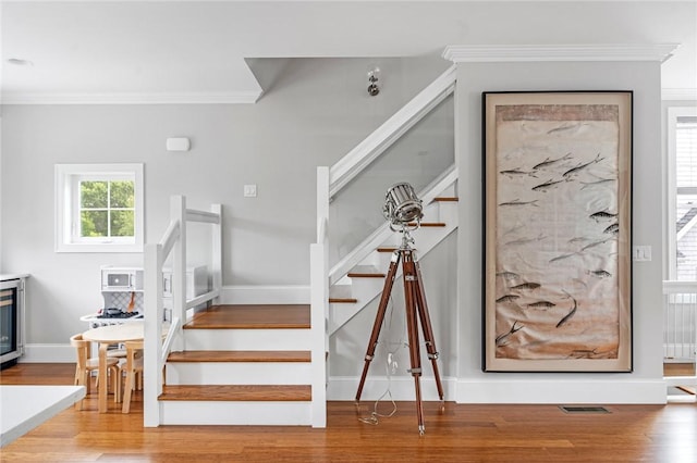 100 Algonquin Rd Unit 5, Narragansett, RI 02882 - staircase featuring ornamental molding and wood finished floors