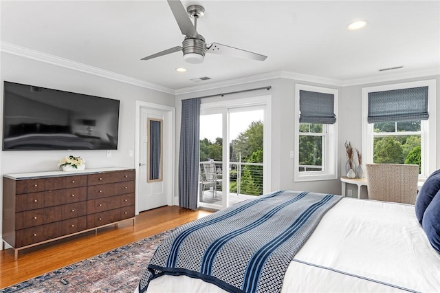 100 Algonquin Rd Unit 5, Narragansett, RI 02882 - bedroom featuring access to outside, multiple windows, wood finished floors, crown molding, and recessed lighting