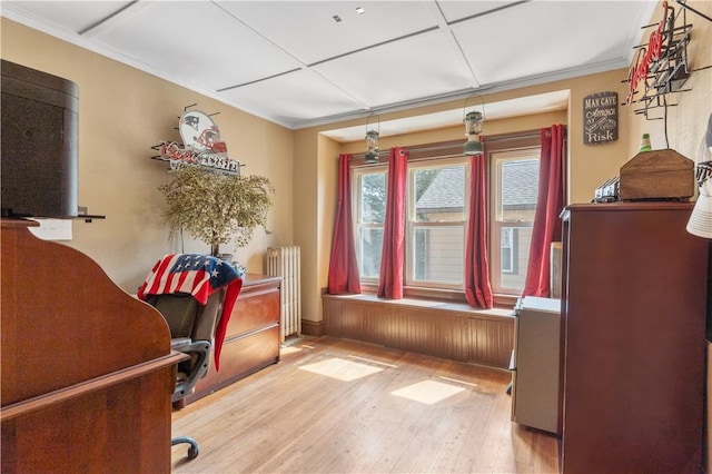 32 Union St, East Greenwich, RI 02818 - office featuring radiator, wood-type flooring, and crown molding