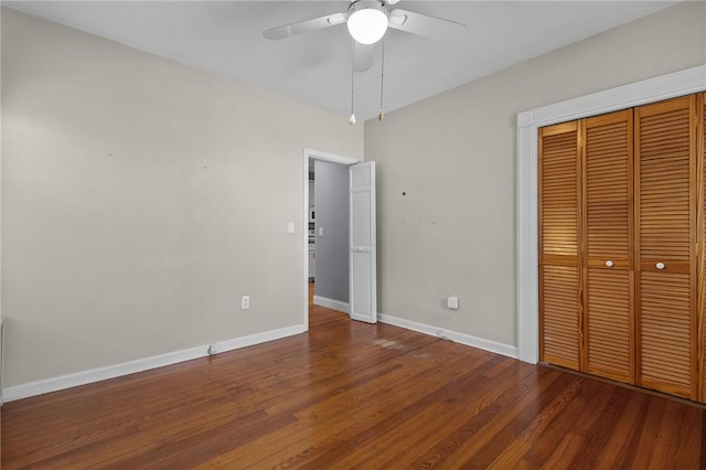 39 Owen Ave, Pawtucket, RI 02860 - unfurnished bedroom with a closet, wood finished floors, and a ceiling fan