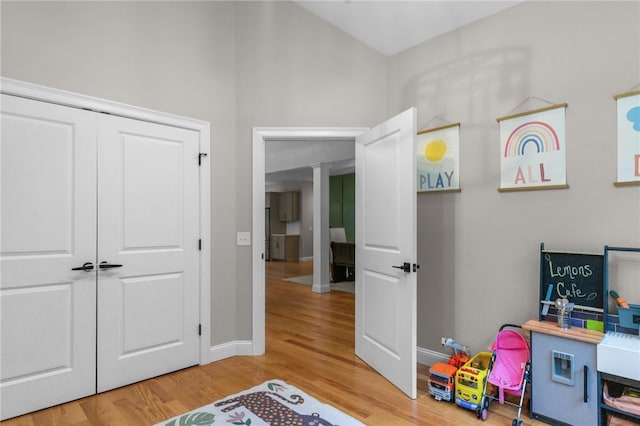 52 Pine Swamp Rd, Cumberland, RI 02864 - playroom featuring wood finished floors and ornate columns
