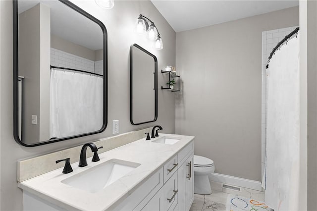 52 Pine Swamp Rd, Cumberland, RI 02864 - full bathroom with marble finish flooring, double vanity, and curtained shower
