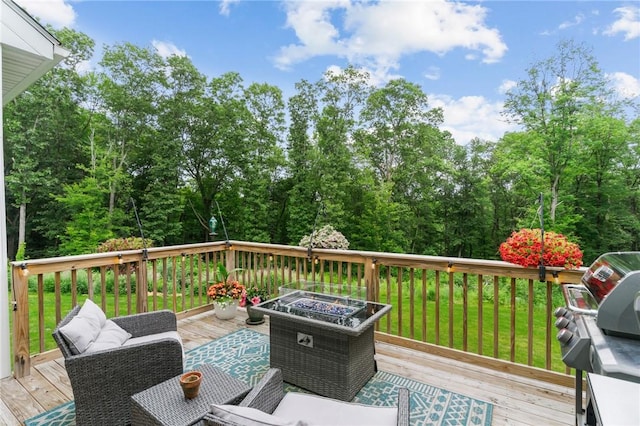 52 Pine Swamp Rd, Cumberland, RI 02864 - wooden terrace featuring area for grilling and an outdoor fire pit
