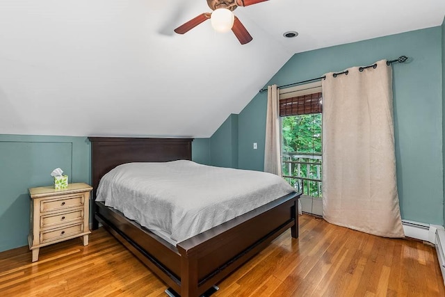 15 N St, Warwick, RI 02886 - bedroom with vaulted ceiling, wood finished floors, and a ceiling fan
