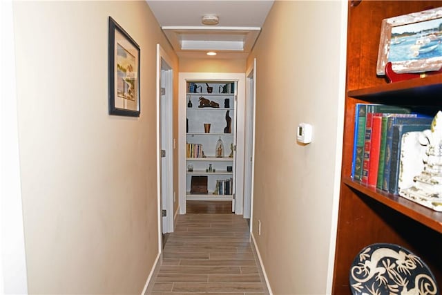 2352 Matunuck Schoolhouse Rd, Charlestown, RI 02813 - hallway with wood finished floors and attic access