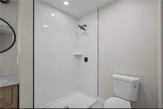 137 Stanwood St, Providence, RI 02907 - full bath with vanity, tiled shower, and recessed lighting