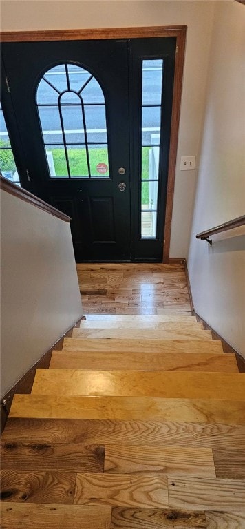 79 Cucumber Hill Rd, Foster, RI 02825 - entrance foyer with stairway and wood finished floors