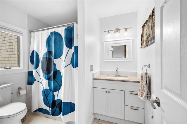 267 Fishing Cove Rd, North Kingstown, RI 02852 - bathroom featuring vanity, curtained shower, and tile patterned floors
