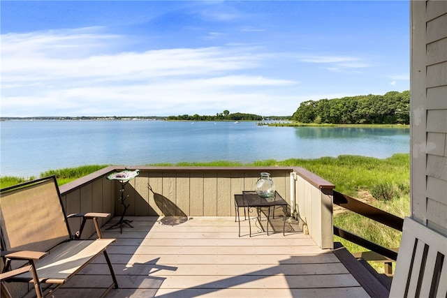 267 Fishing Cove Rd, North Kingstown, RI 02852 - wooden terrace featuring a water view