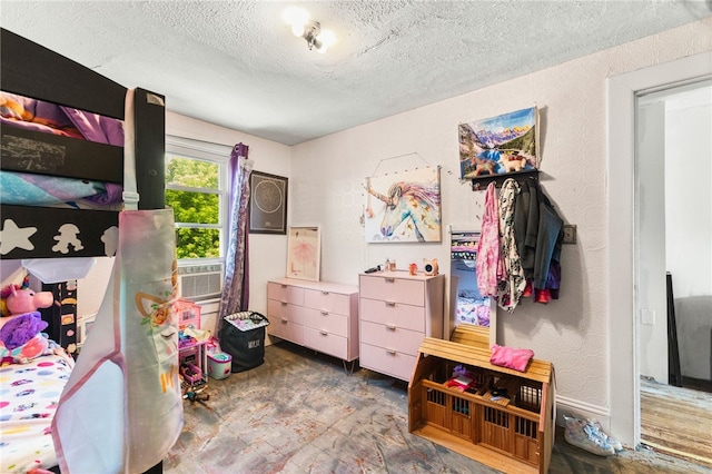 4 S Cornell Ave, Warren, RI 02885 - bedroom featuring a textured ceiling and cooling unit