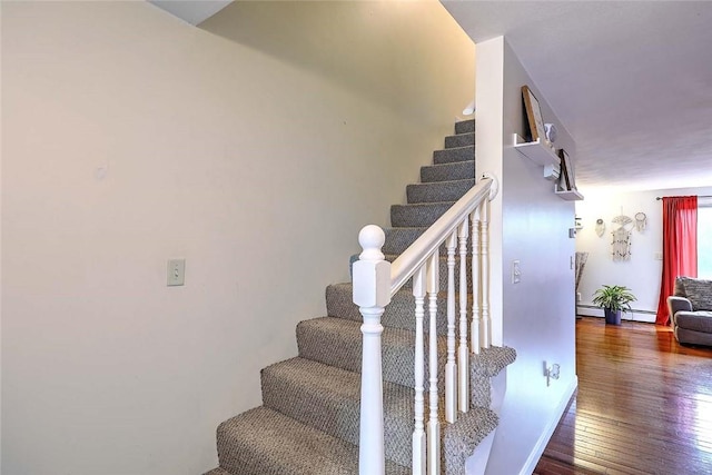 25 Sharon St Unit 1, Cranston, RI 02910 - stairway featuring wood finished floors and a baseboard heating unit