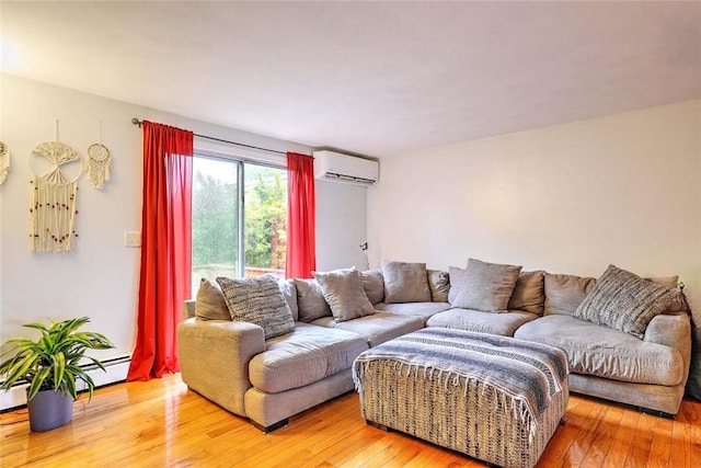 25 Sharon St Unit 1, Cranston, RI 02910 - living room with a wall mounted air conditioner and light wood finished floors