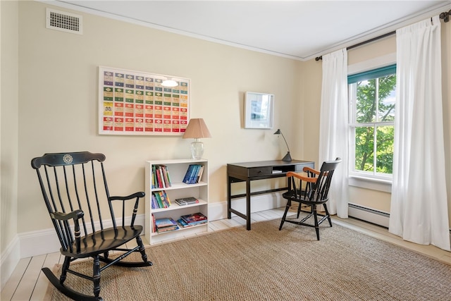68 Grange Ave, Little Compton, RI 02837 - office area featuring crown molding and baseboard heating